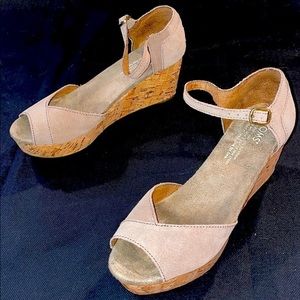 Toms Peep Toe Ankle Strap Wedge Heel Sandal Shoes